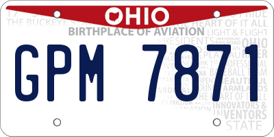 OH license plate GPM7871