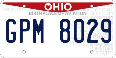 OH license plate GPM8029