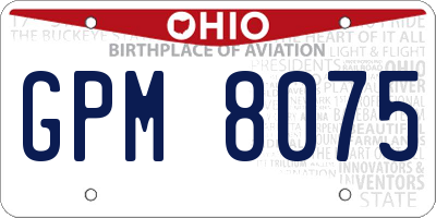 OH license plate GPM8075