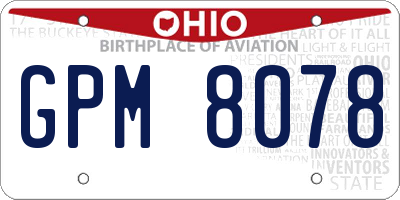 OH license plate GPM8078
