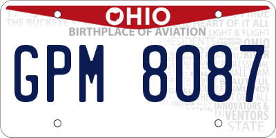 OH license plate GPM8087