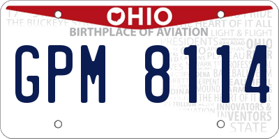 OH license plate GPM8114