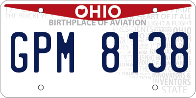 OH license plate GPM8138