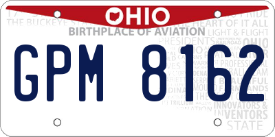 OH license plate GPM8162