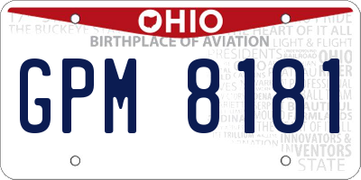 OH license plate GPM8181