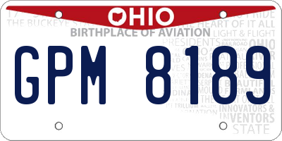 OH license plate GPM8189