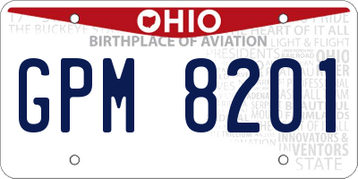 OH license plate GPM8201