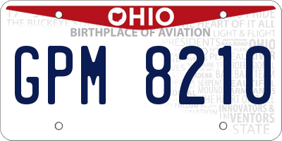 OH license plate GPM8210