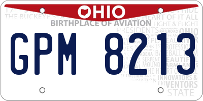 OH license plate GPM8213