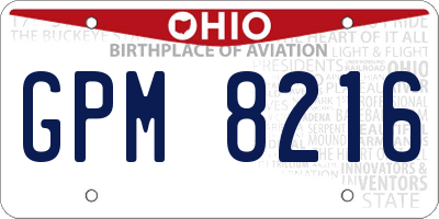 OH license plate GPM8216
