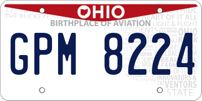 OH license plate GPM8224