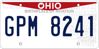 OH license plate GPM8241