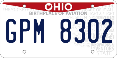 OH license plate GPM8302