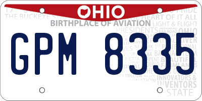 OH license plate GPM8335