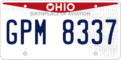 OH license plate GPM8337
