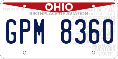OH license plate GPM8360