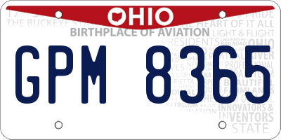 OH license plate GPM8365