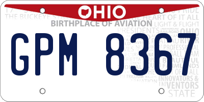 OH license plate GPM8367