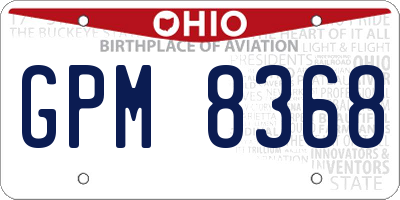 OH license plate GPM8368