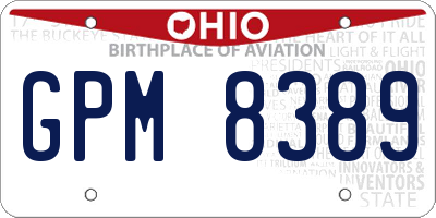 OH license plate GPM8389