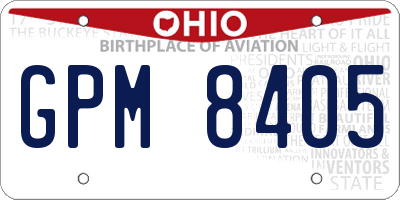 OH license plate GPM8405