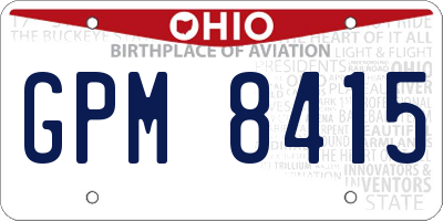 OH license plate GPM8415