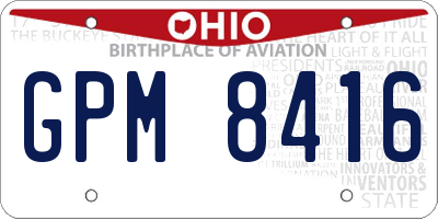 OH license plate GPM8416