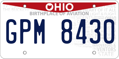 OH license plate GPM8430