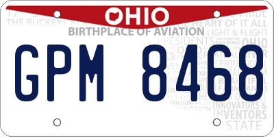 OH license plate GPM8468