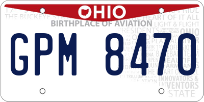OH license plate GPM8470
