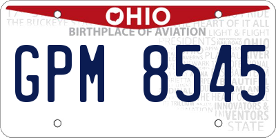 OH license plate GPM8545