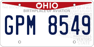 OH license plate GPM8549