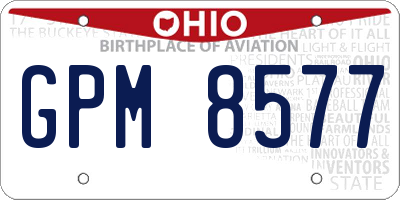 OH license plate GPM8577