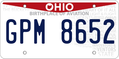 OH license plate GPM8652