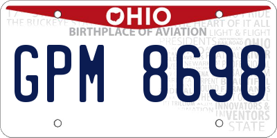 OH license plate GPM8698