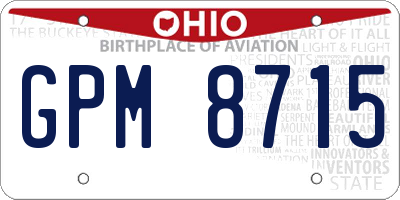 OH license plate GPM8715