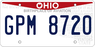 OH license plate GPM8720