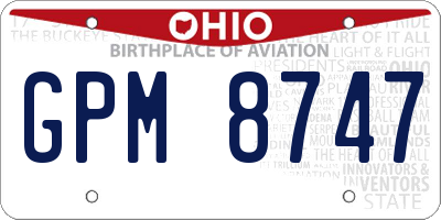 OH license plate GPM8747