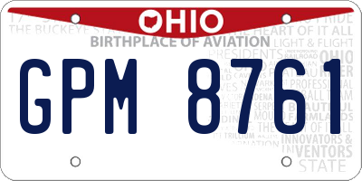 OH license plate GPM8761