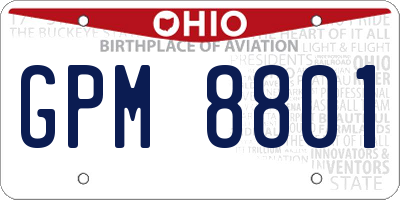 OH license plate GPM8801