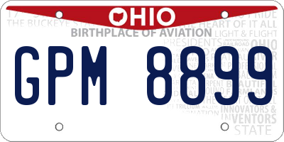OH license plate GPM8899