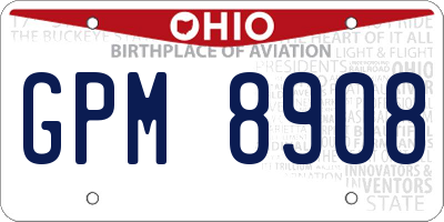 OH license plate GPM8908