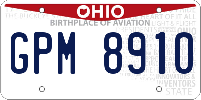 OH license plate GPM8910