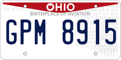 OH license plate GPM8915