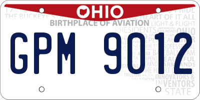 OH license plate GPM9012