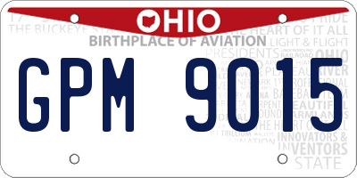 OH license plate GPM9015