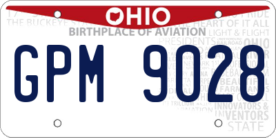 OH license plate GPM9028