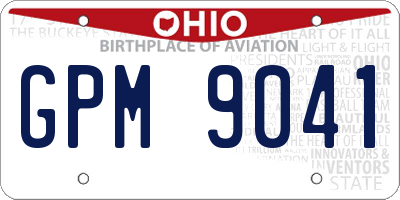OH license plate GPM9041