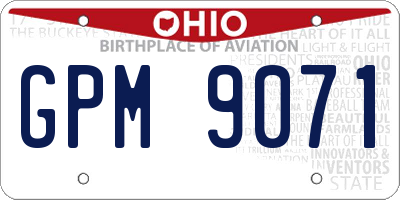 OH license plate GPM9071