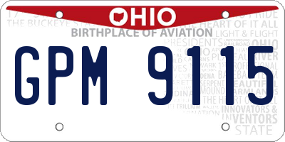 OH license plate GPM9115